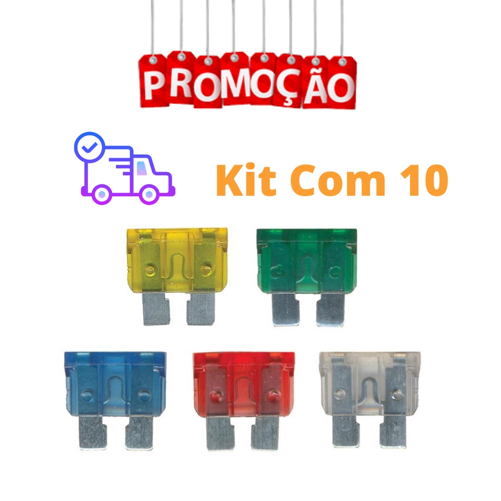 KIT 10 Fusíveis Lamina Automotivo 10A 15A 20A 25A 30A Amperes Carro Veiculo Misto em Oferta na Shopee