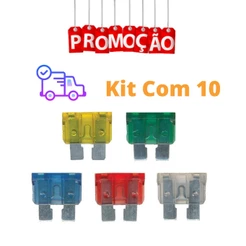 KIT 10 Fusíveis Lamina Automotivo 10A 15A 20A 25A 30A Amperes Carro Veiculo Misto