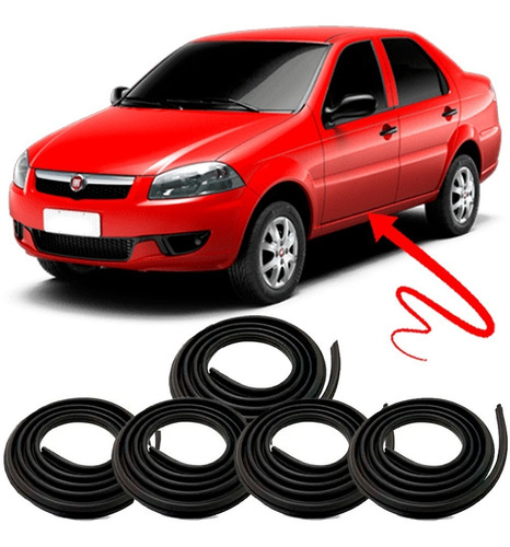 Kit Borracha De Vedação 4 Portas E Porta Mala Fiat Palio Siena 2008 - Veda Água e Poeira em Oferta na Shopee