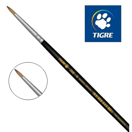 Pincel Tigre Artesanal 308 N.0 Fino Preto Arte Pintura Profissional