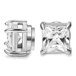 Brinco Magnético Masculino Aço Inox Pedra Zircon Pressão Imã