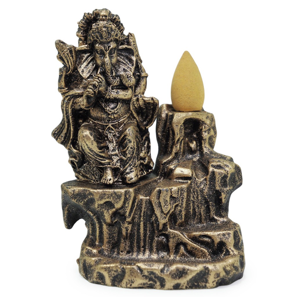 Imagem Incensário Cascata Porta Incenso de Ganesha Zen Com 5 Cones