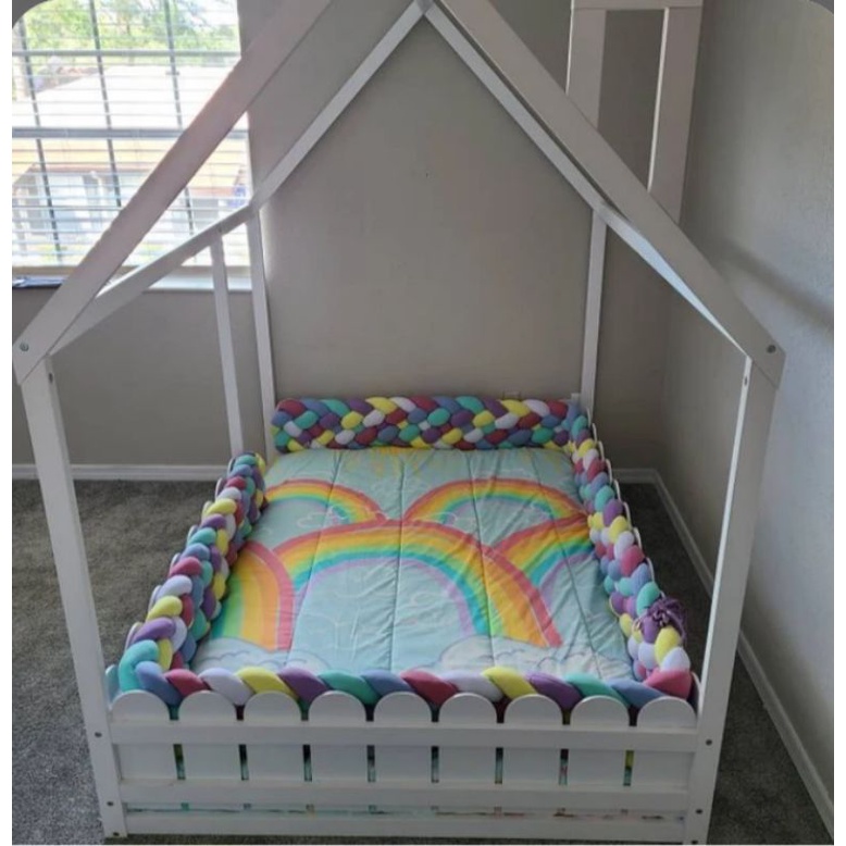 protetor trança cama casal com 6pontas altura de 26 cm. comprimento 6.52