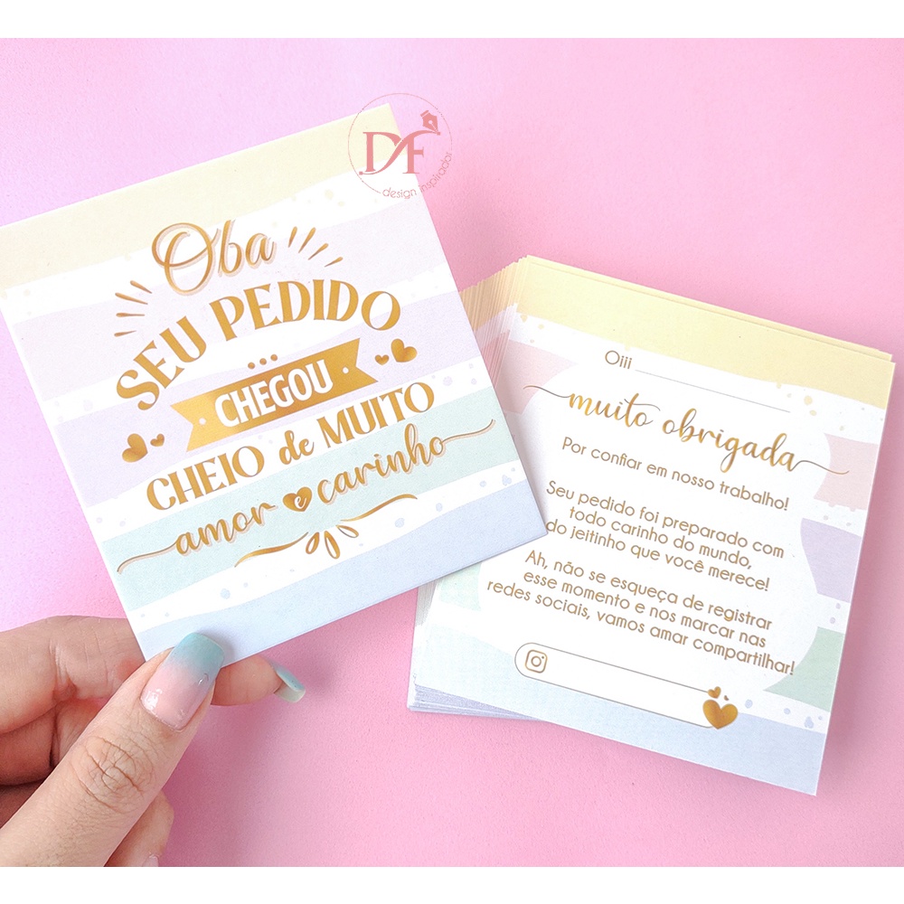 Cartão de Agradecimento ao Cliente/Cartão para Encomendas -  25  ou 50 unid. - Candy Colors em Oferta na Shopee