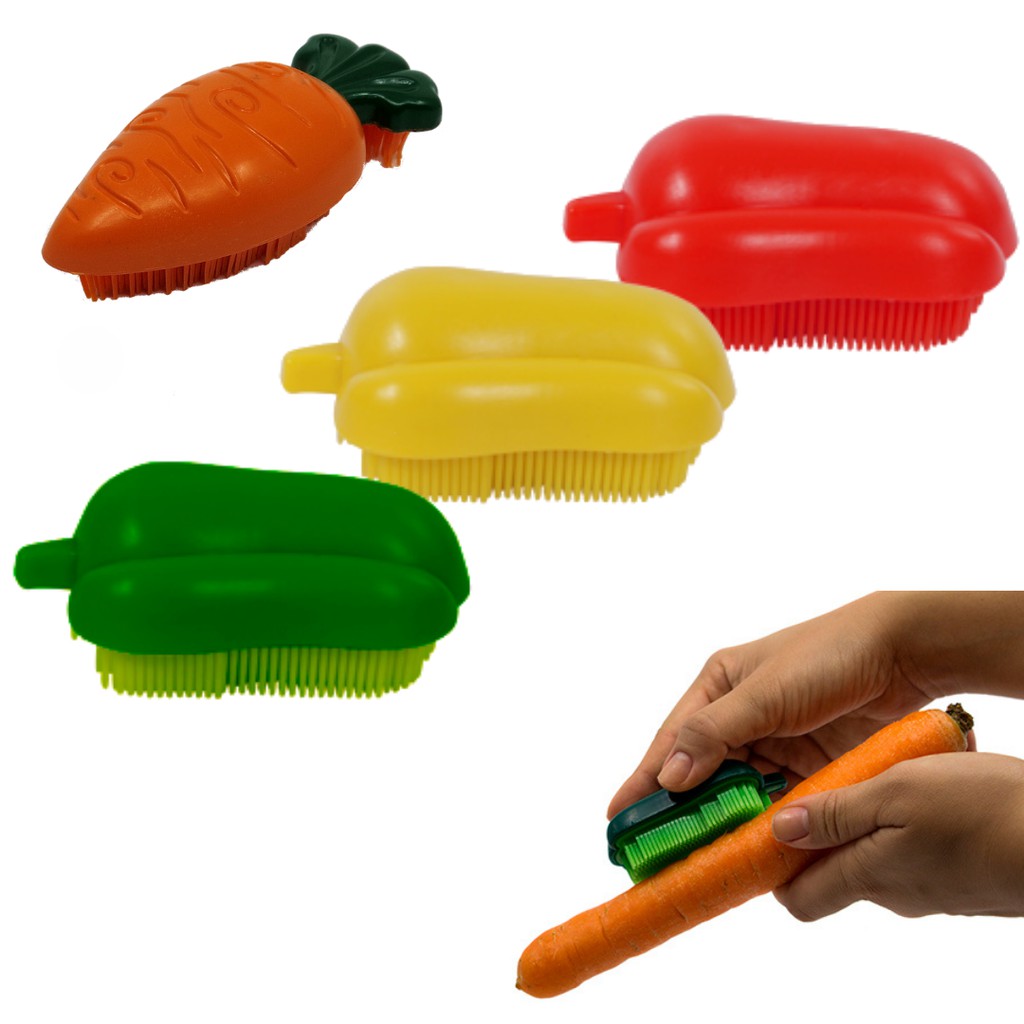 Escova lava alimentos / Para Higienizar Frutas e legumes / Escova forma de Pimentão em Oferta na Shopee