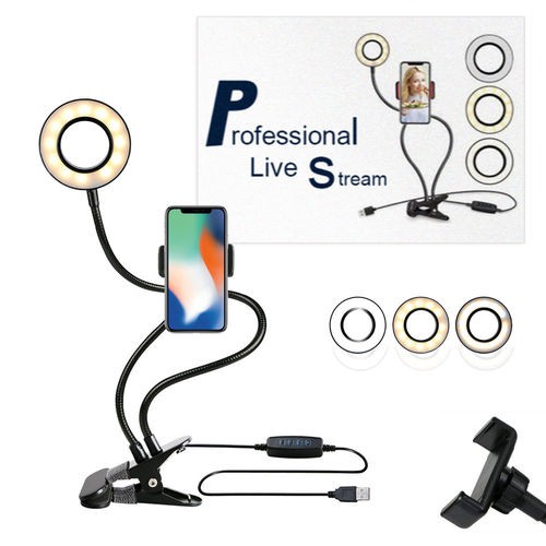 Ring Light Iluminador De Luz De Mesa Com Suporte P/ Celular Abajur