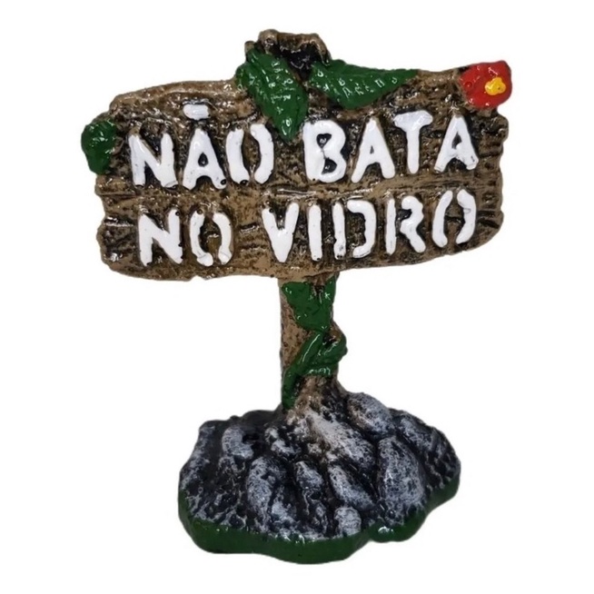 Enfeite Aquário Placa Não Bata No Vidro Resina