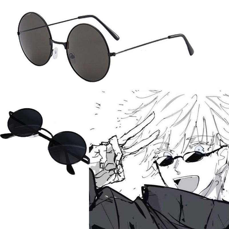 Óculos De Sol Anime Jujutsu Kaisen Gojo Lookalike Redondos Preto Cosplay