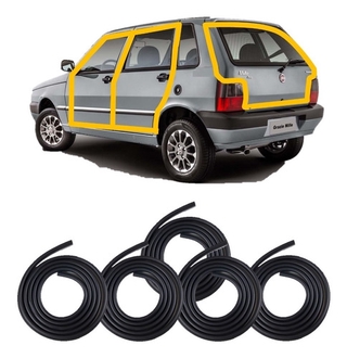 Kit de Borrachas Vedação 4 Portas e Porta Malas Carro Fiat Uno, Premio e Elba