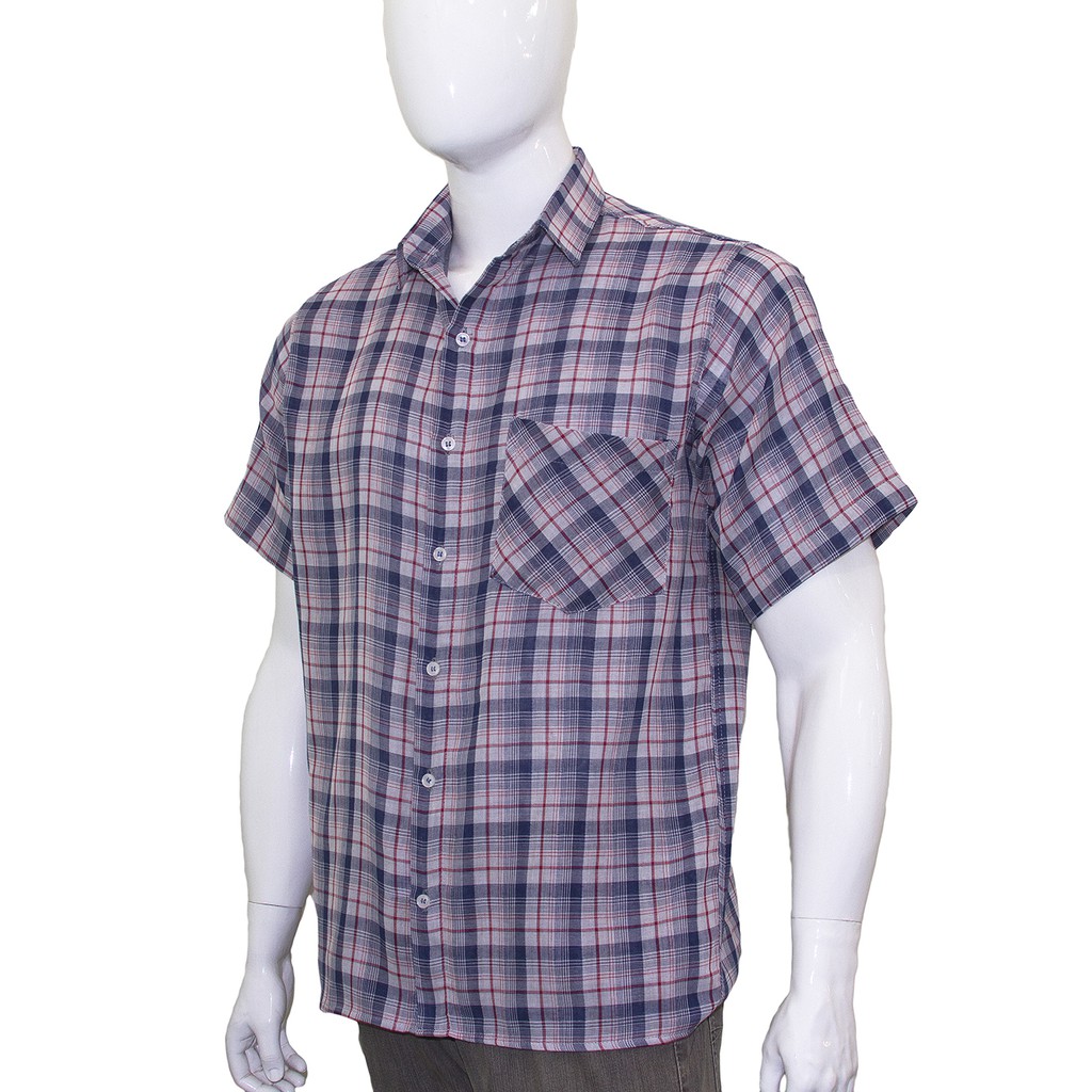 Camisa Social Manga Curta Para Serviço Trabalho Xadrez Fit
