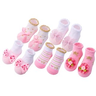 5 Pares/Conjunto Meia De Algodão Infantil meninas Meia Fofa Com Laço Flor Para Bebê Recém-Nascidos De 0-24 Meses
