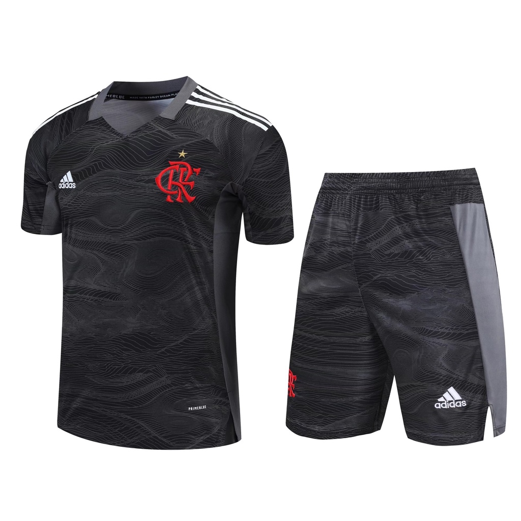 2022 23 flamenco Goleiro Roupas De Treino Futebol Preto Camisa De Manga Curta Shorts Barbosa Vitinho enry