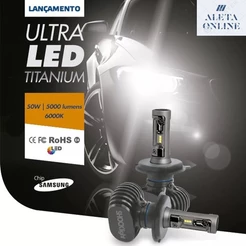 Kit Lampada Led Ultra Led Titanium Shock Light Encaixe Hb4