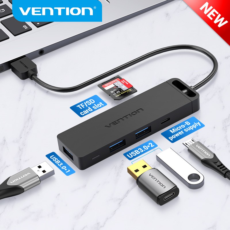 Vention USB 3.0 2.0 Hub 6 Portas Ultra Slim Portable Data Hub Supply para Teclado MacBook Air/Mac USB Flash Drive Impressora