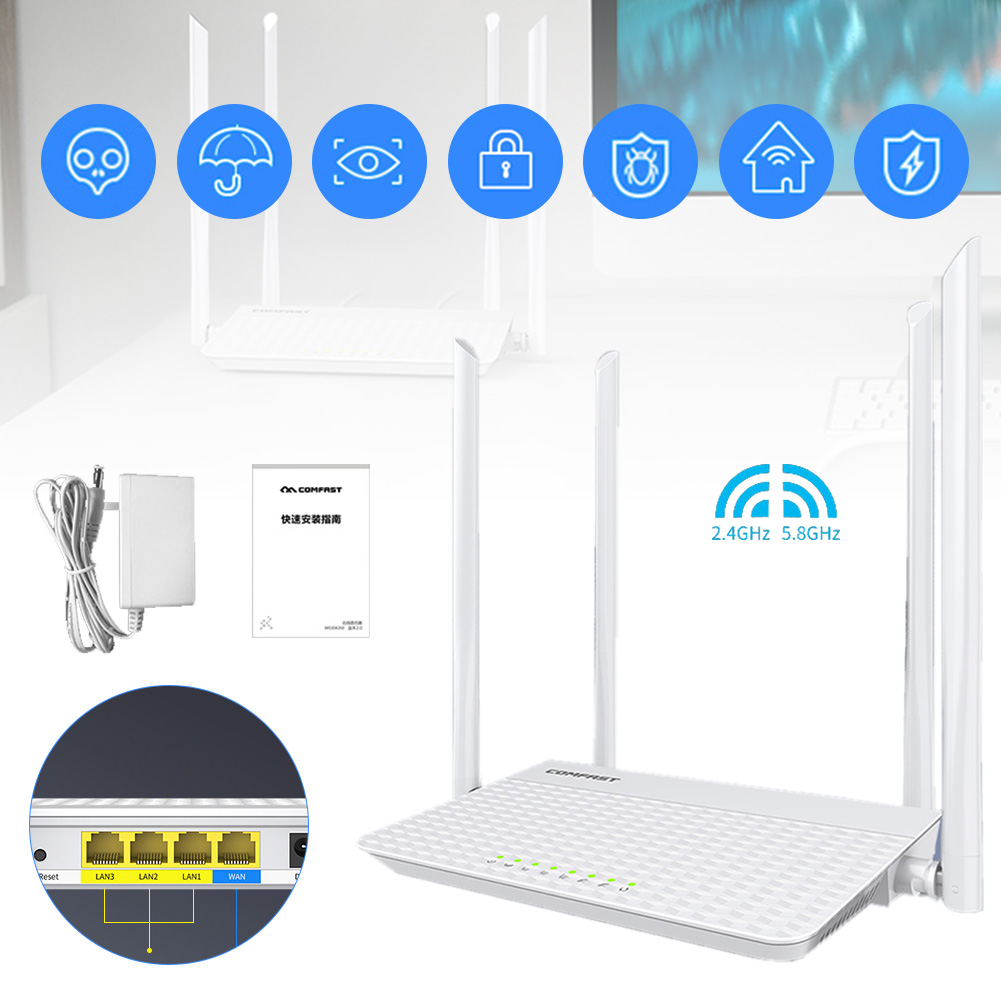 Roteador Wifi Com 4 Antenas Dual-Band Ac1200 Gigabit Wireless Internet ...