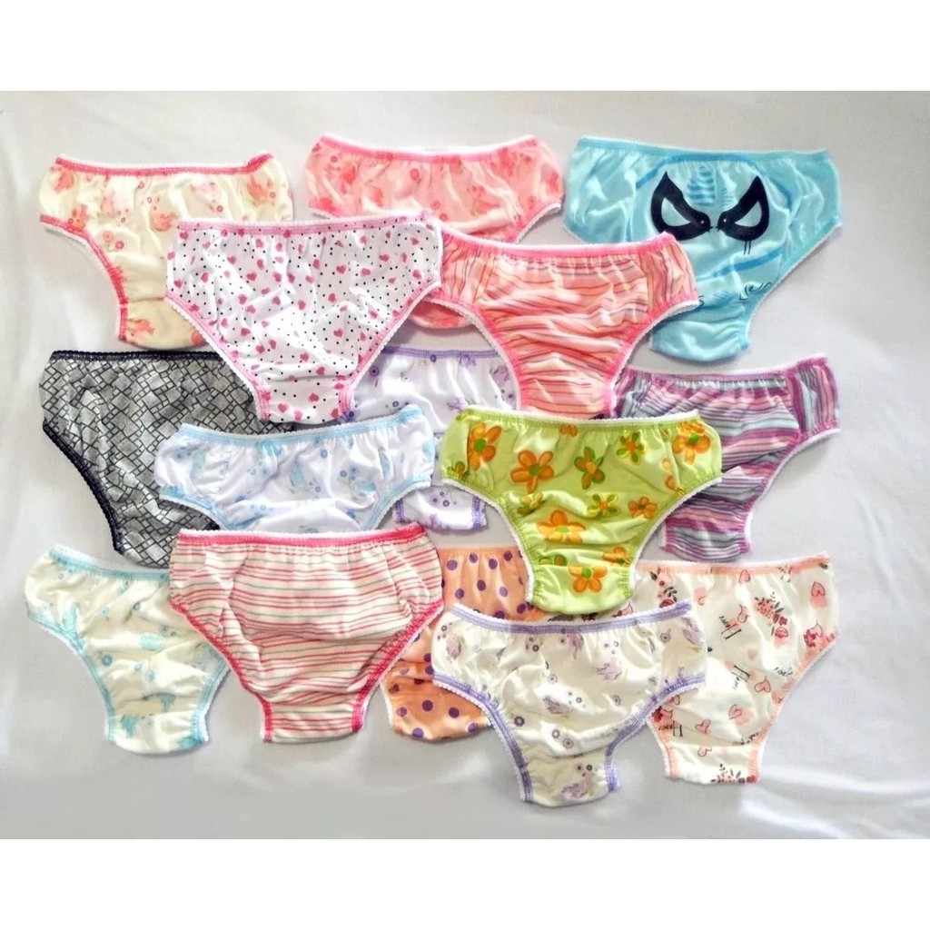 kit com 5 calcinhas infantil menina estampas sortidas