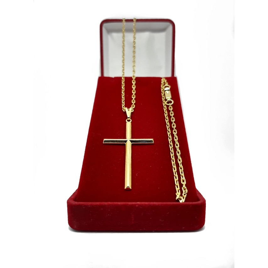 Kit Corrente e Pulseira Masculina Pingente Cruz + Pulseira Banhada ouro 18K