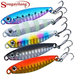 Isca artificial Sougayialng 5Pcs com Caixa Pesca Jig 5 Cores Metal Jigging Lures De Pesca Ganchos Chumbos Artificial Isca Artificial Lure Bait Lure Isca De Pesca Ferramenta Pesca Exterior Rio de Mar Pesca Pesca Amador de Pesca