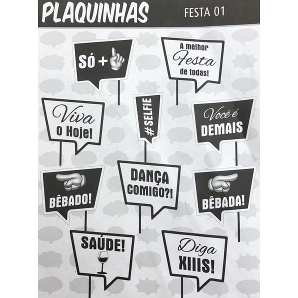 KIT 10 PLAQUINHAS DIVERTIDAS SELFIE FESTA DE CASAMENTO (COD 20) (CHOCO) — imagem 2 de 2