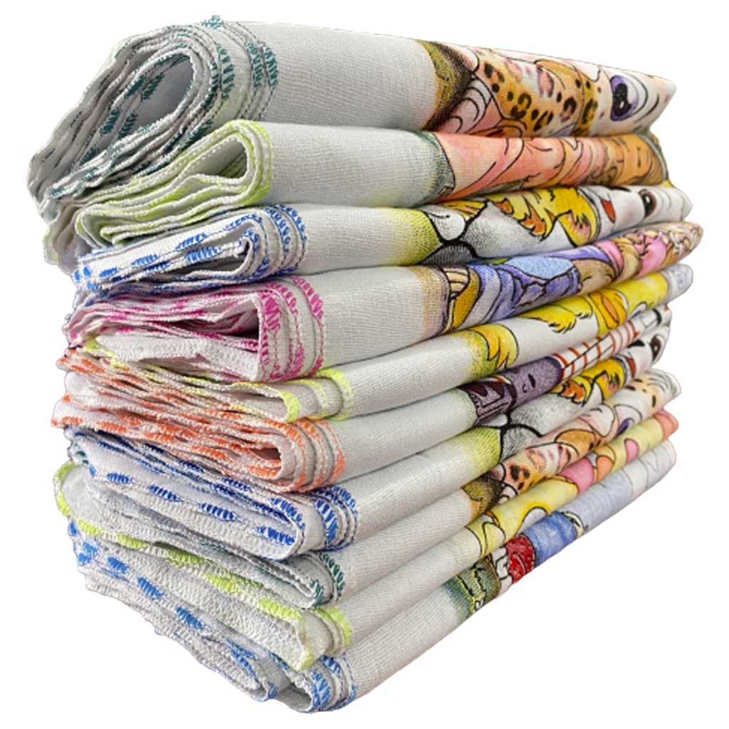 Kit 10 Panos De Prato Atacado Festone Overloque Estampado Para Cozinha 