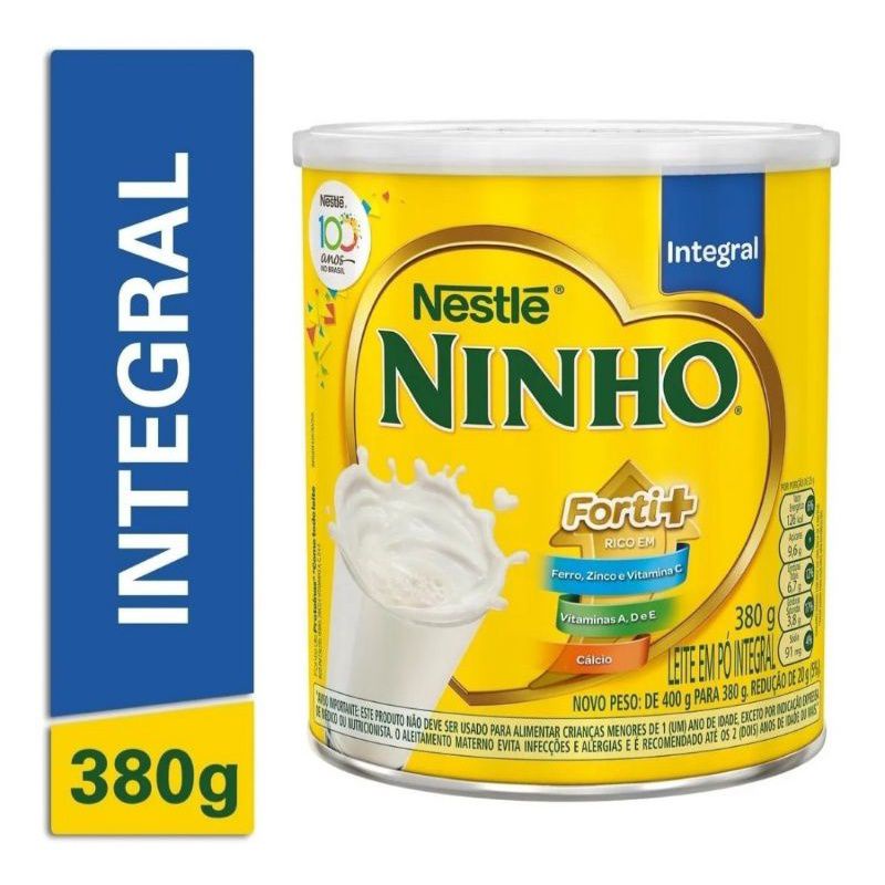 Leite Em Pó Nestlé Ninho Forti+ Integral Em Lata 380g