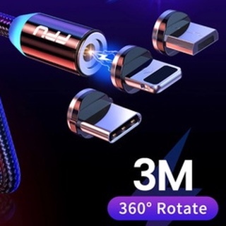 Cabo de Dados e Carregamento 3 em 1 Magnético Resistente Nylon