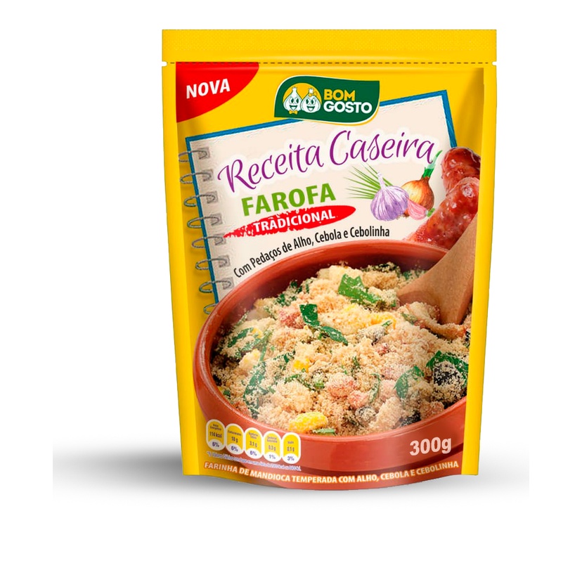 FAROFA BOM GOSTO - TRADICIONAL - PCT 300G em Oferta na Shopee
