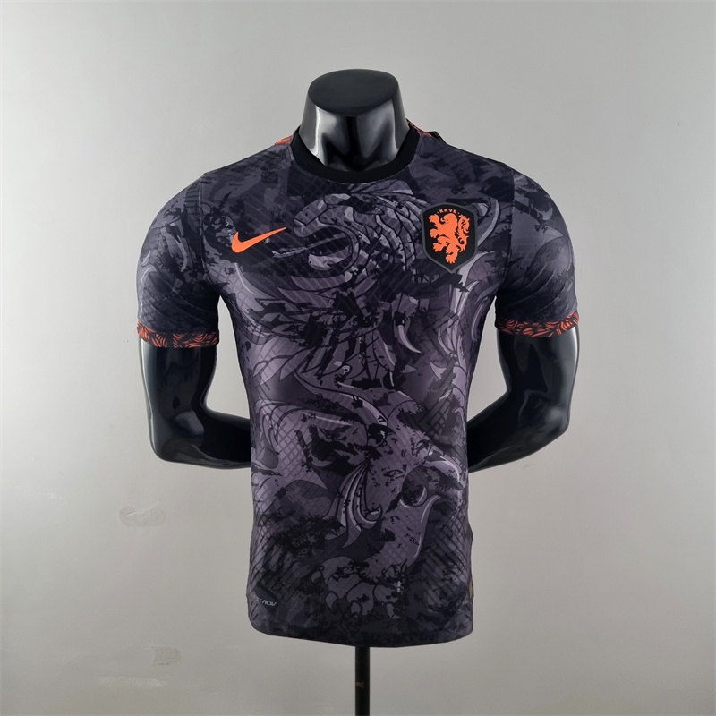 Holanda 2022 Edição Holandês Especial Jogador Camisa De Futebol Preto YLIH