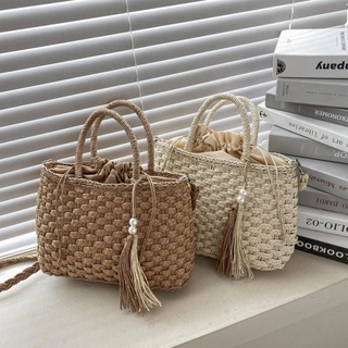 Bolsa feminina de palha praia com alça transversal modelo novo em Oferta na Shopee