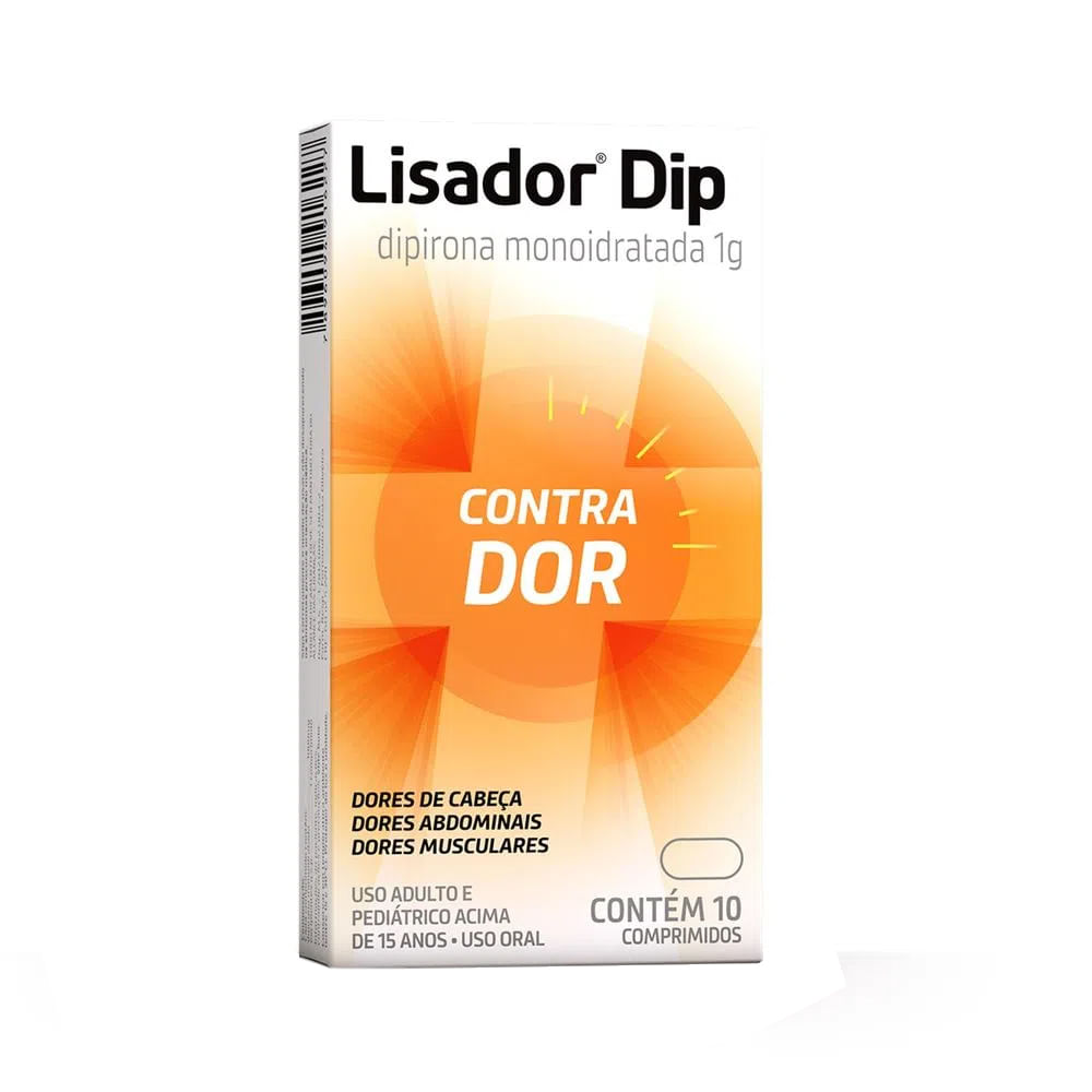 Lisador Dip Dipirona Monoidratada 1g com 10 Comprimidos | Shopee Brasil
