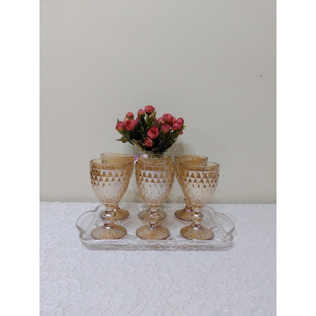 Conjunto de 6 Taças Âmbar  Bico de Abacaxi 300 ml - Casambiente