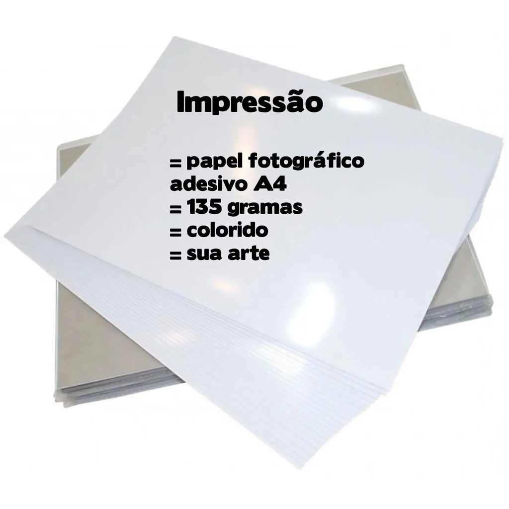 Impressão papel fotográfico a4 adesivo colorido, folha sua foto, sua imagem, sua foto em Oferta na Shopee