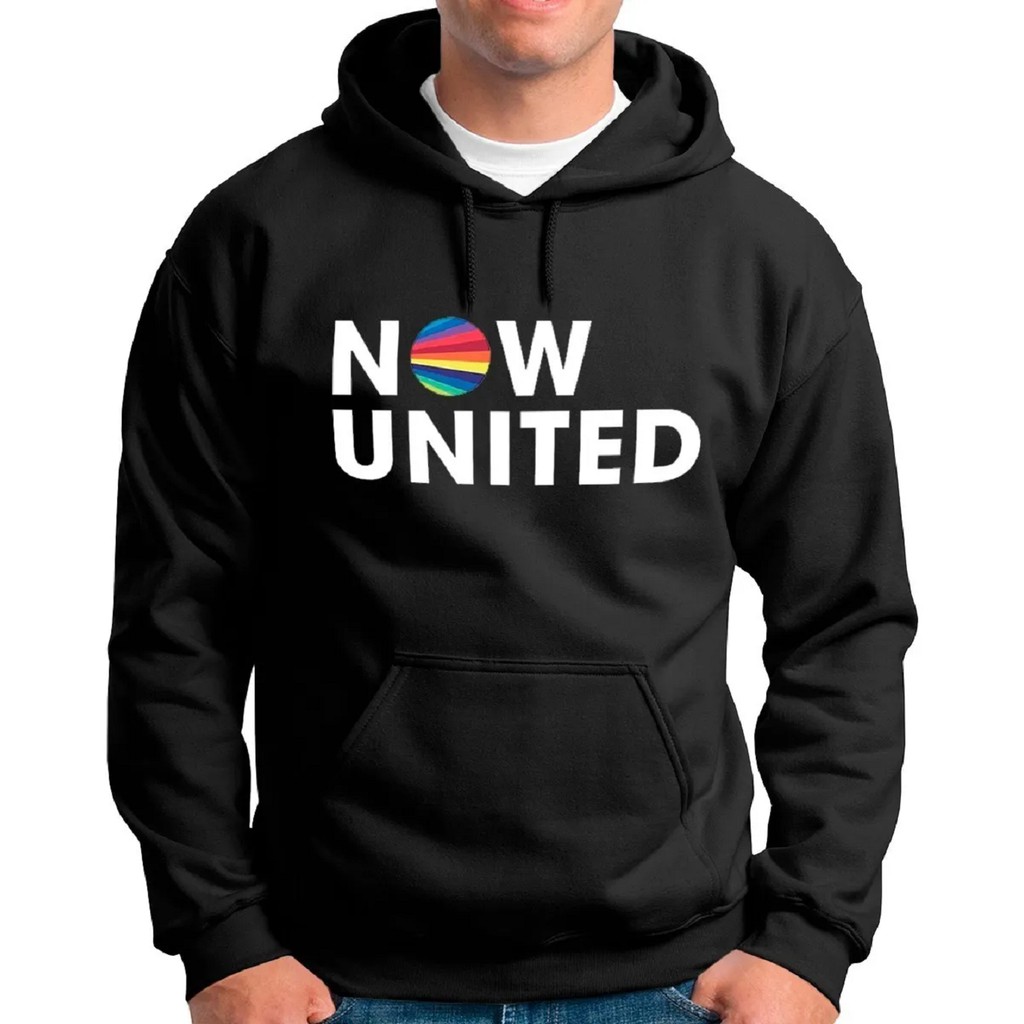 Blusa de Moletom Canguru Adulto  Now United Preto casaco capuz ajustável