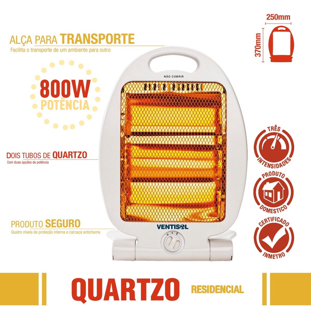 Aquecedor De Ambientes Elétrico Residencial Quartzo Ventisol