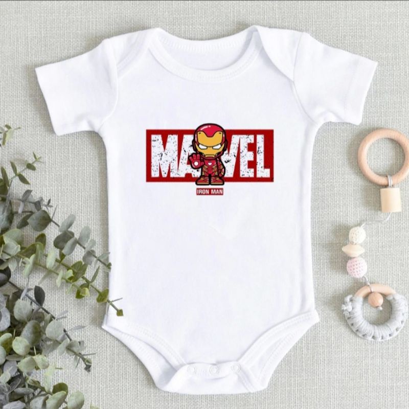 Body Bebê Neném Personalizada Marvel Homem de Ferro