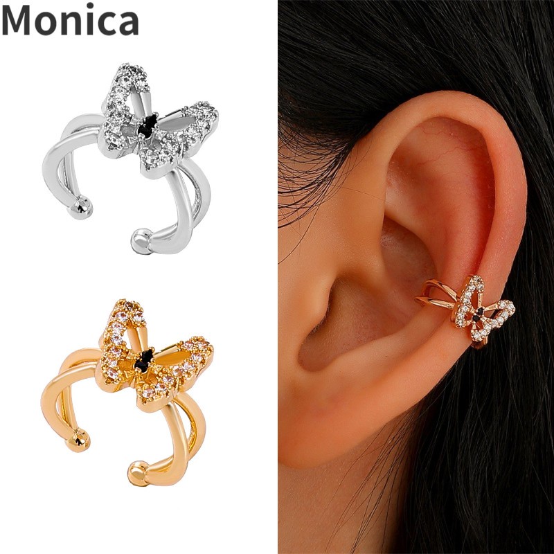Brinco Clipe De Osso De Orelha Formato De Borboleta Com Zircônia em Oferta na Shopee
