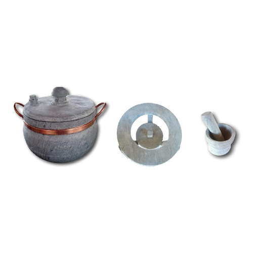 Panela De Pedra Com Pressão Mais Pilão E Rechaud