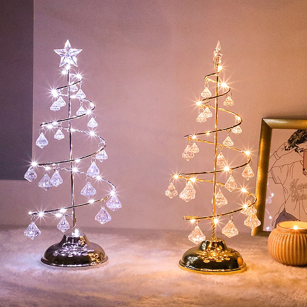 Luminária De Mesa De Árvore De Natal Com Claro LED Cristal Para Decoração De  Casa/Feriados | Shopee Brasil