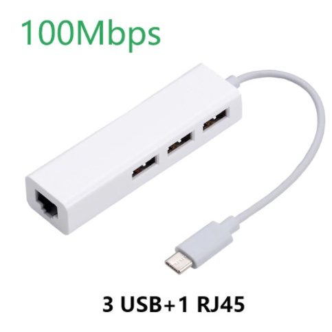 Hub USB C USB-C Ethernet RJ45 LAN Placa de rede 3x USB A