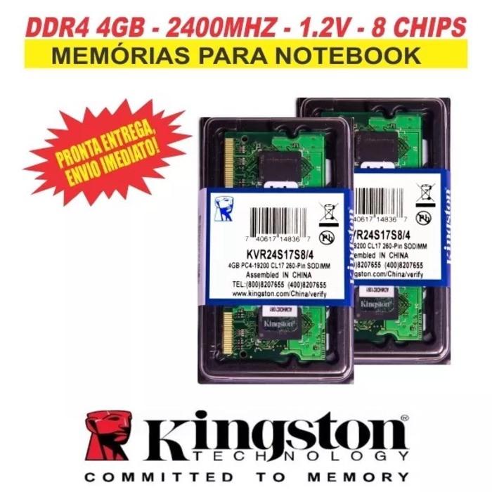 Memória  Kingston Ddr4 4gb 2400 Mhz Notebook
