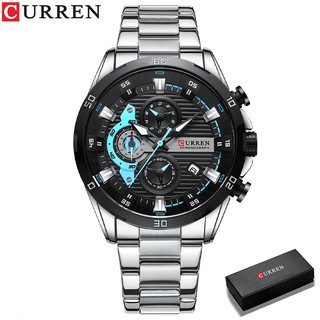 CURREN Relógio De Pulso Masculino De Quartzo Aço Inoxidável Esportivo Cronógrafo Moderno Quartz À Prova D