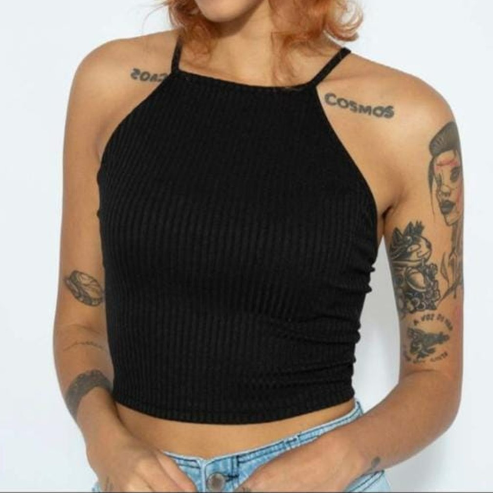 Top Cropped Cavado Preto Lady Rock