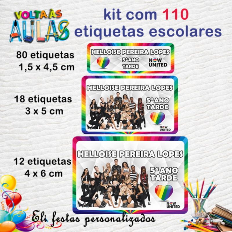 Etiqueta escolar Now United