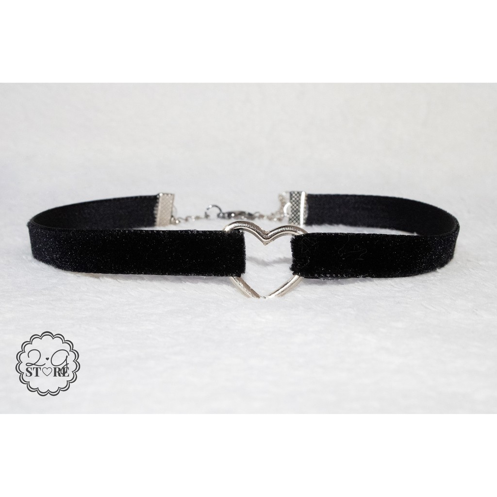 ♡ Choker E-girl ♡ - Choker Veludo Couro Sintético com Coração - Aesthetic Kawaii Goth 2GStore_UwU