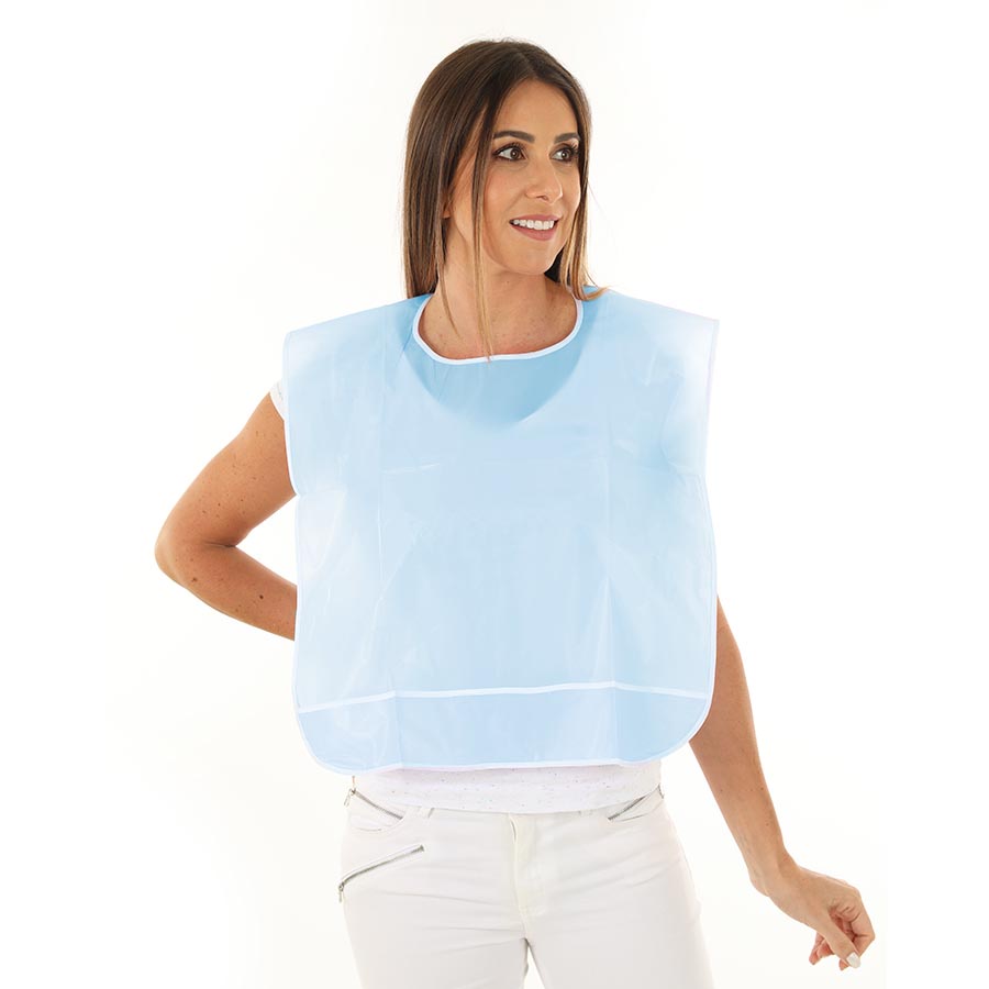 Babador Plástico Azul - Adulto em Oferta na Shopee