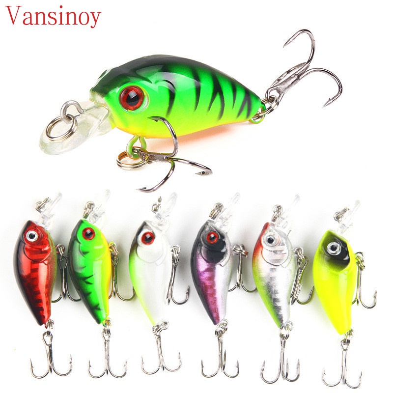 Vansinoy Isca De Manivela De 4,5cm / 3,8g Little Fat Guy Isca De Rocha Isca De Rocha Lantejoulas Para Cima A Boca Deve Matar a Isca Isca Biônica Falsa