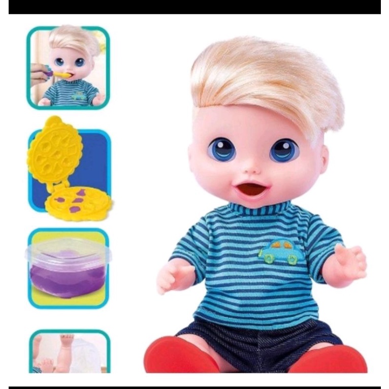 Boneca Babys Collection Alive Menina Comidinha 32cm Supertoys Come e Faz Caquinha(menino e diversão das crianças.