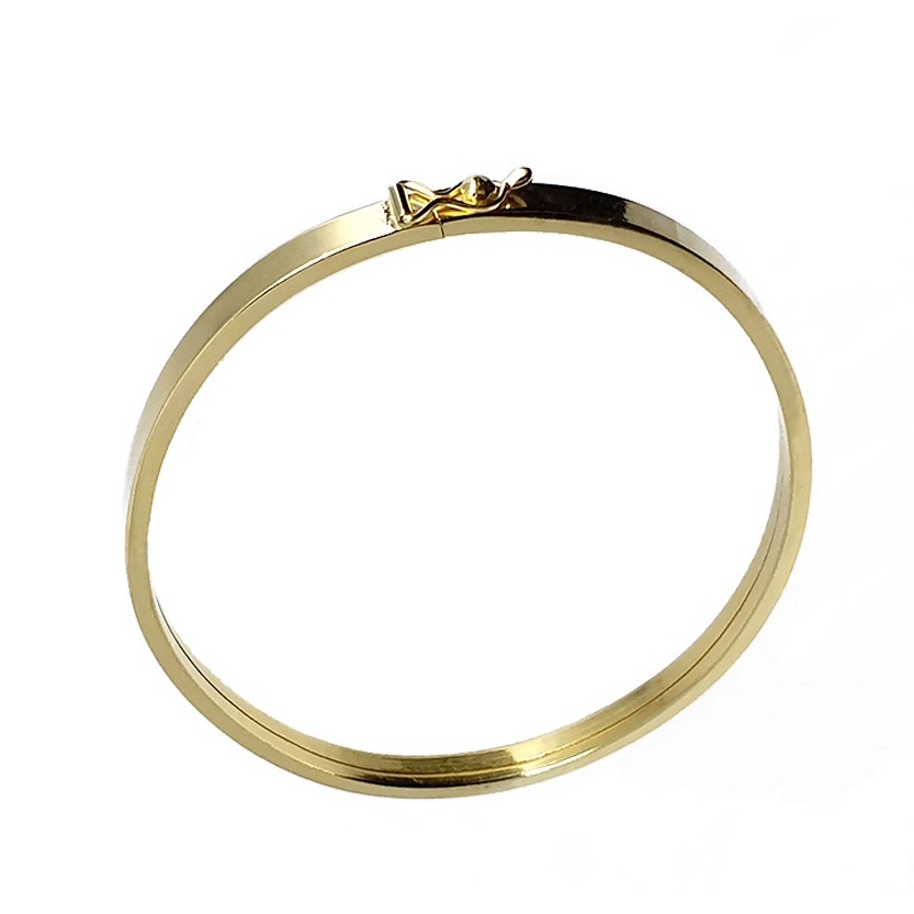 Bracelete !8 k 10 Gramas 6 mm Trava de Segurança Oco Polido
