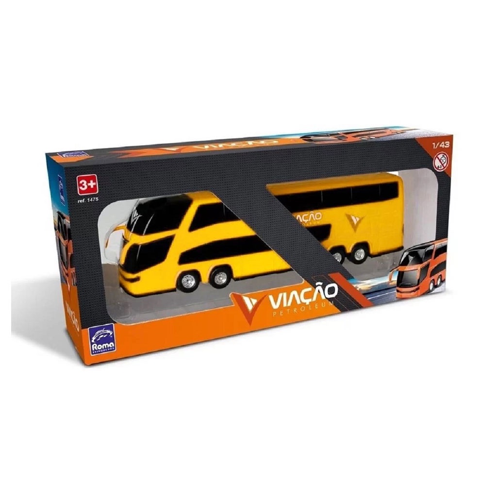 Detalhes do Ônibus de 2 Andares Viação Petroleum Amarelo 1475 - Roma