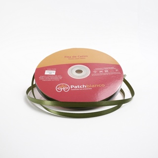 Fita de Cetim Verde Militar - 7mm - Rolo Com 50 Metros